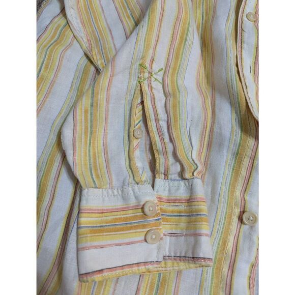 Tommy Bahama Men's Yellow Striped Long-Sleeve Linen Button-Front Shirt Size L - Picture 6 of 8